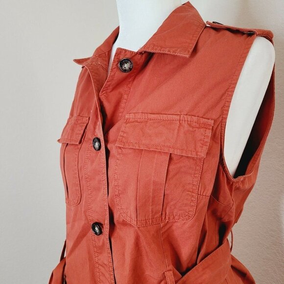 Cato Burnt Orange Sleeveless Belted Cargo Utility Top Size Small - Picture 11 of 12